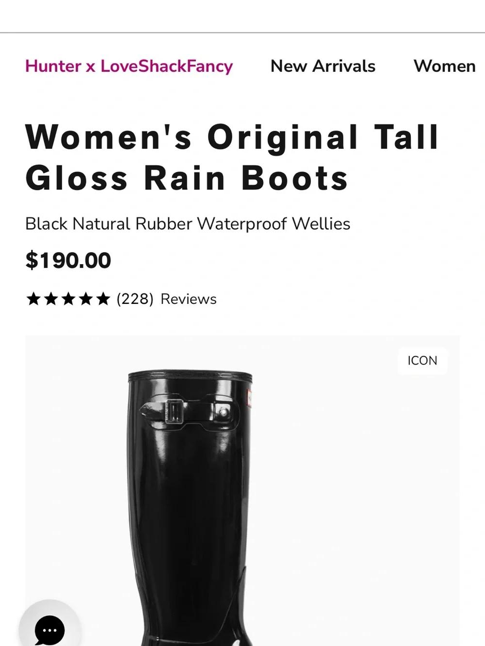Hunter Women's Tall Gloss Waterproof Rain Boots - Black
